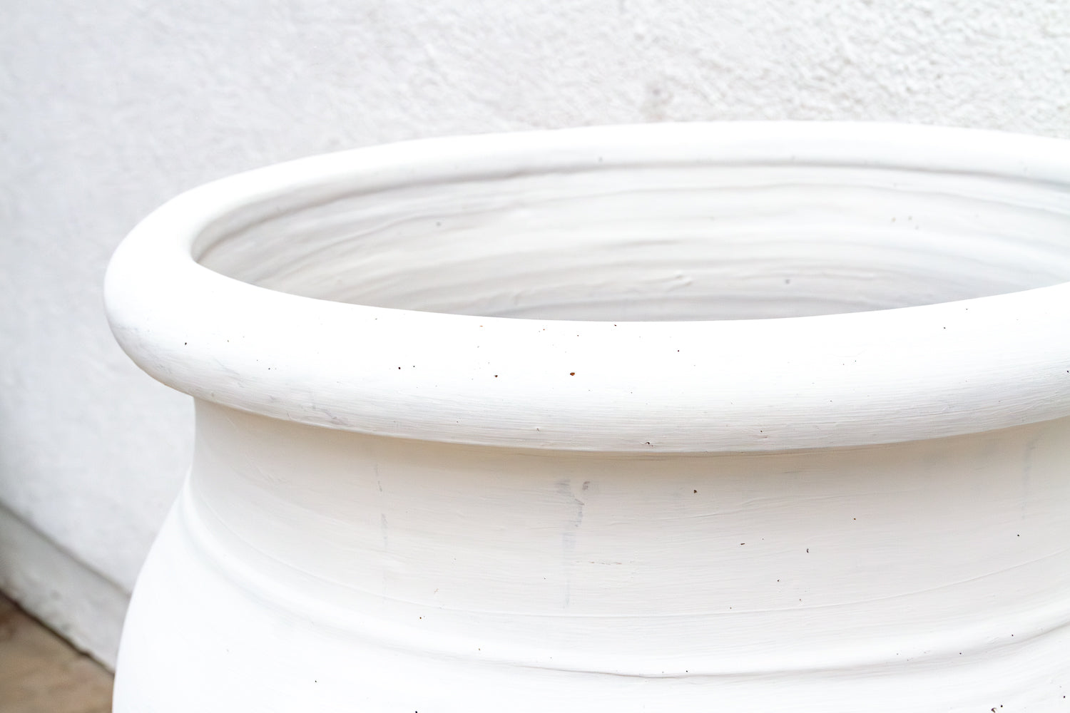 Tall Mediterranean Style White Terracotta Planter