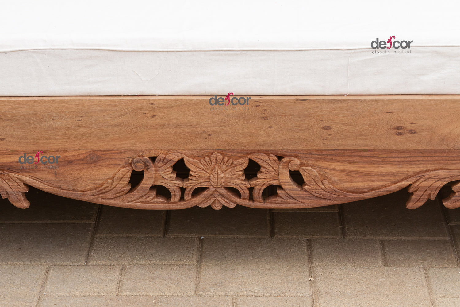 Grand 108" Long Royal Bali Carved Daybed