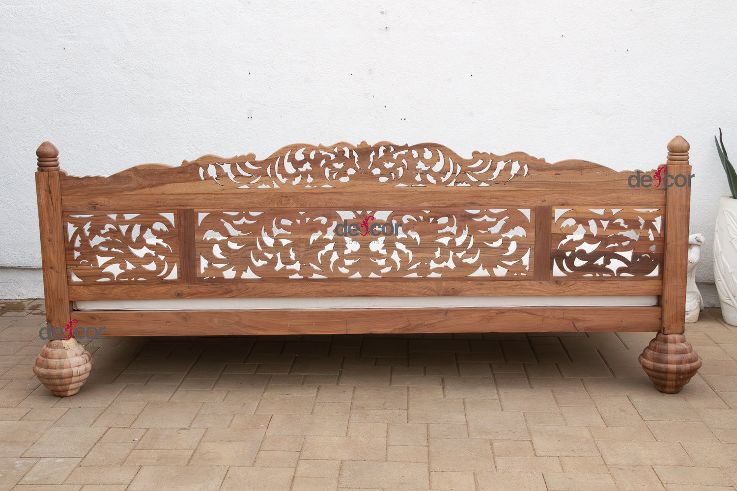 Grand 108" Long Royal Bali Carved Daybed