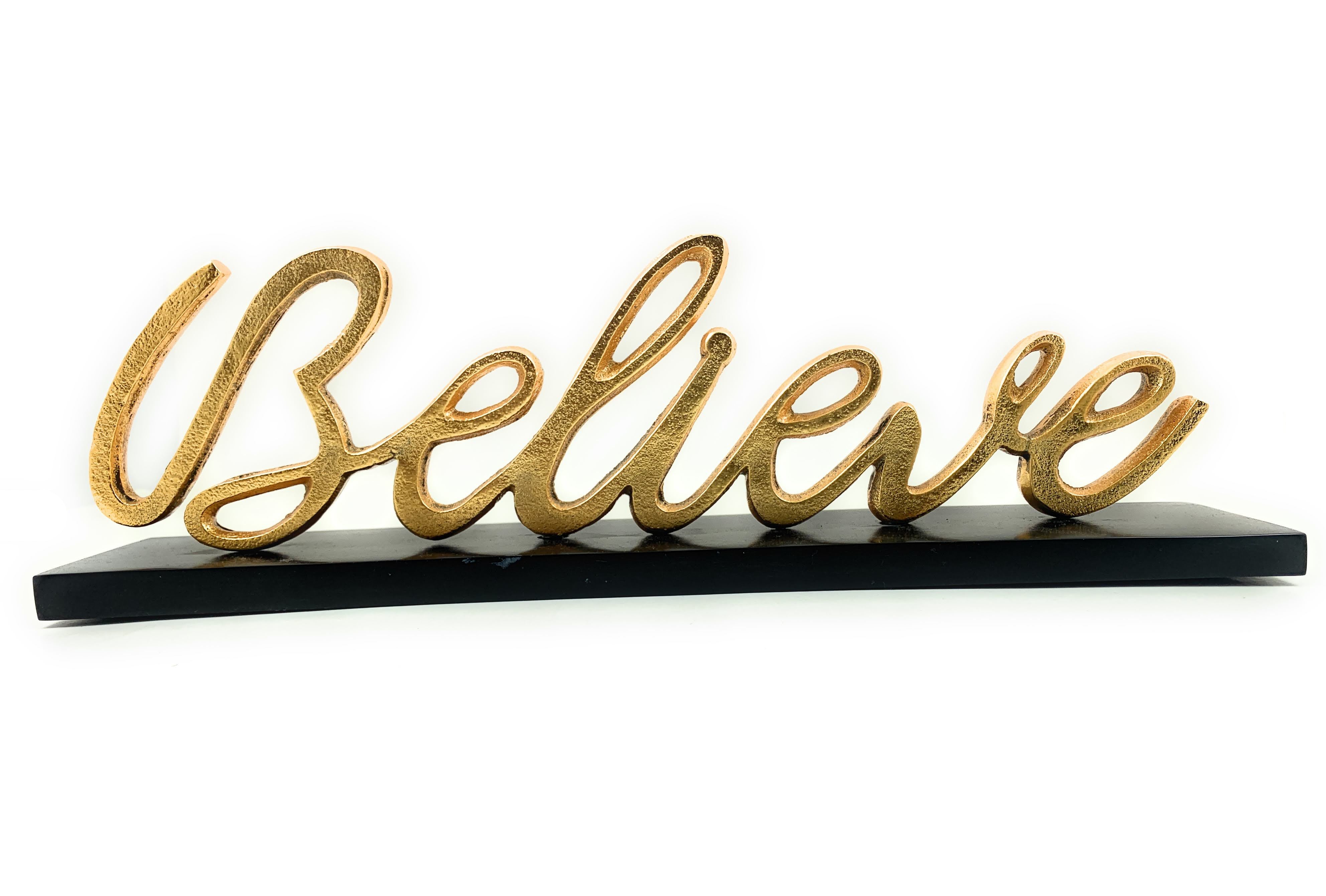 Believe Decorative Home Accent (12.5", Rustic Golden)