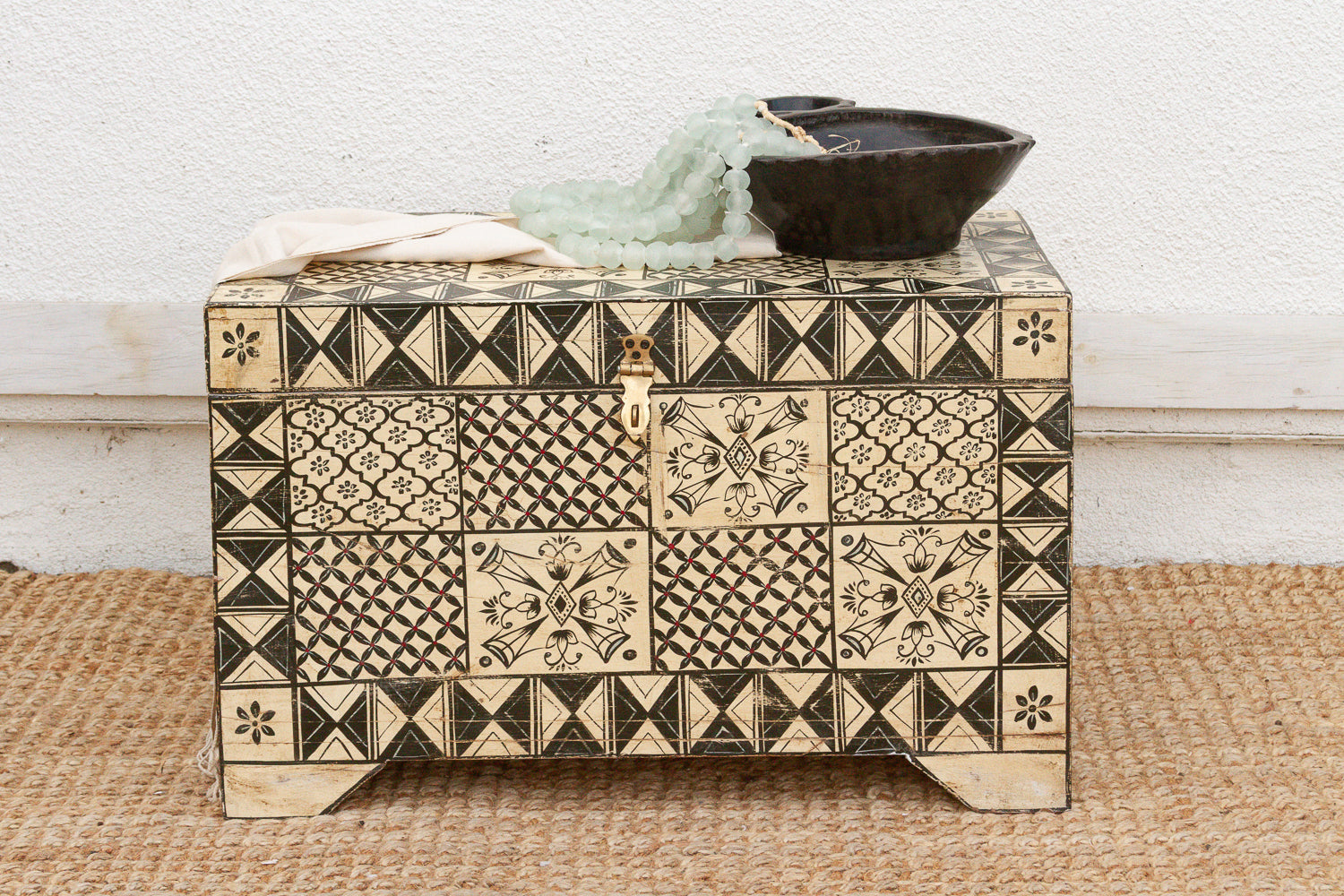 Vintage Tribal Motif Black & White Chest