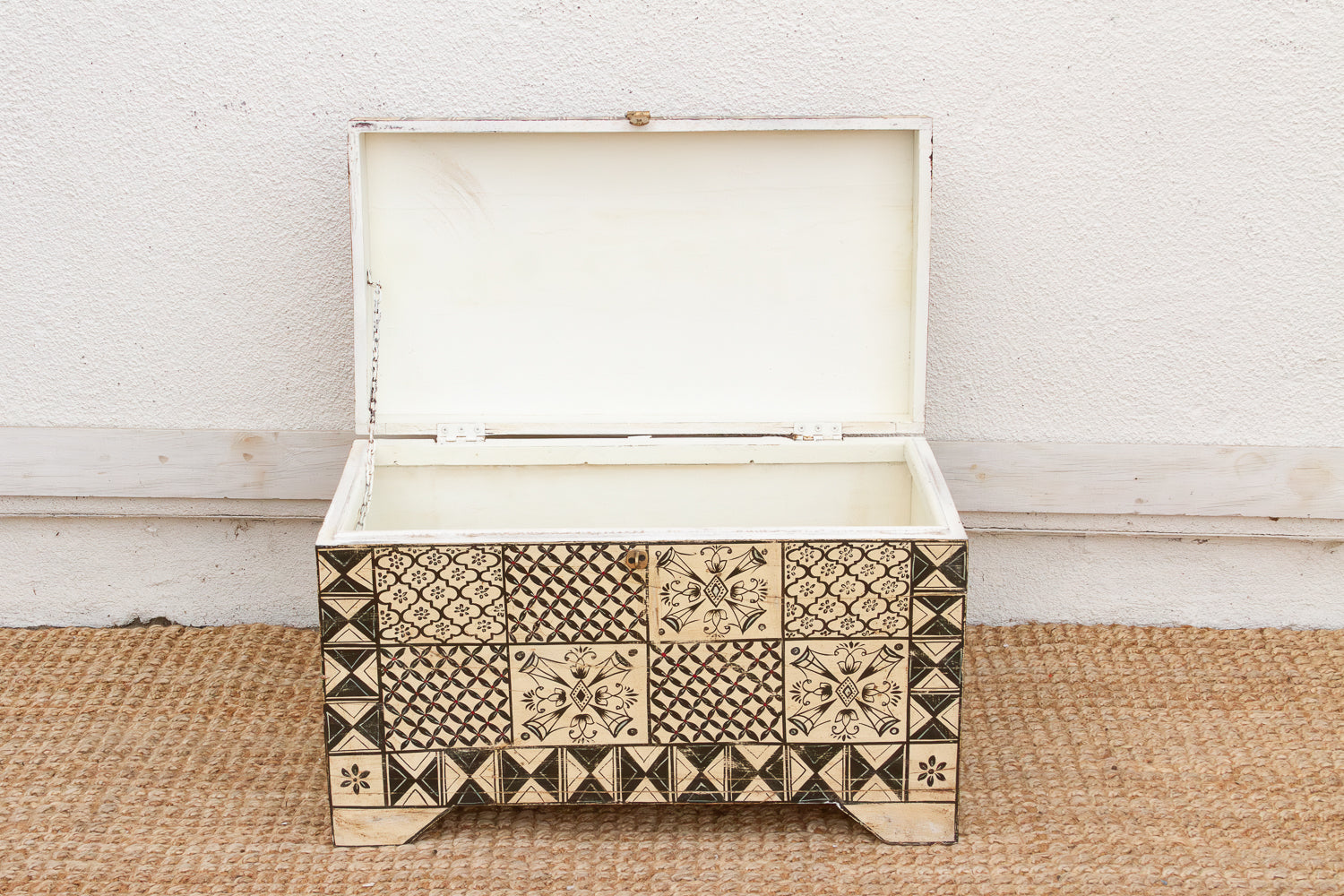 Vintage Tribal Motif Black & White Chest