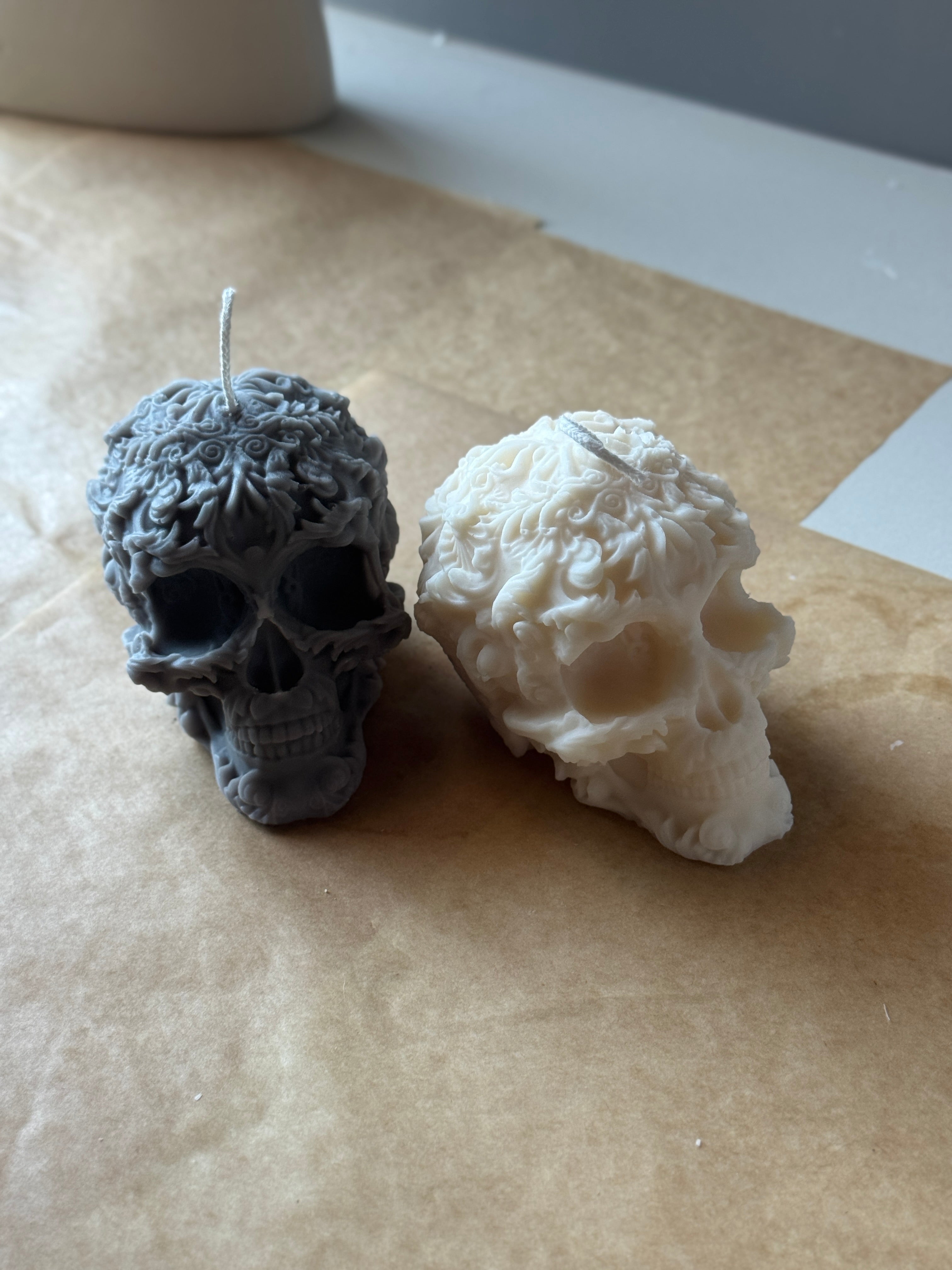 Floral Skull Candle | Gothic Soy Wax