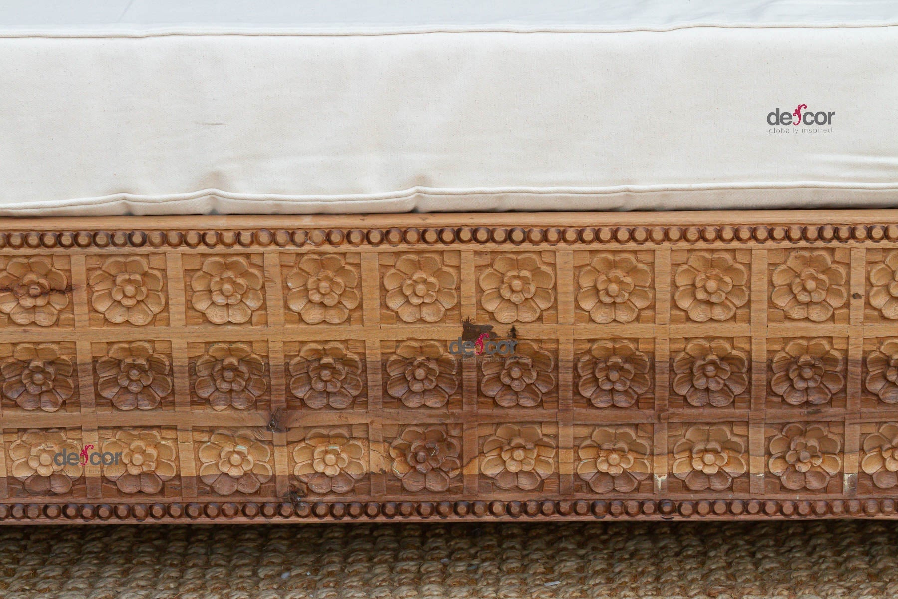 Carved Floral Jali Canopy Sanctuary Daybed