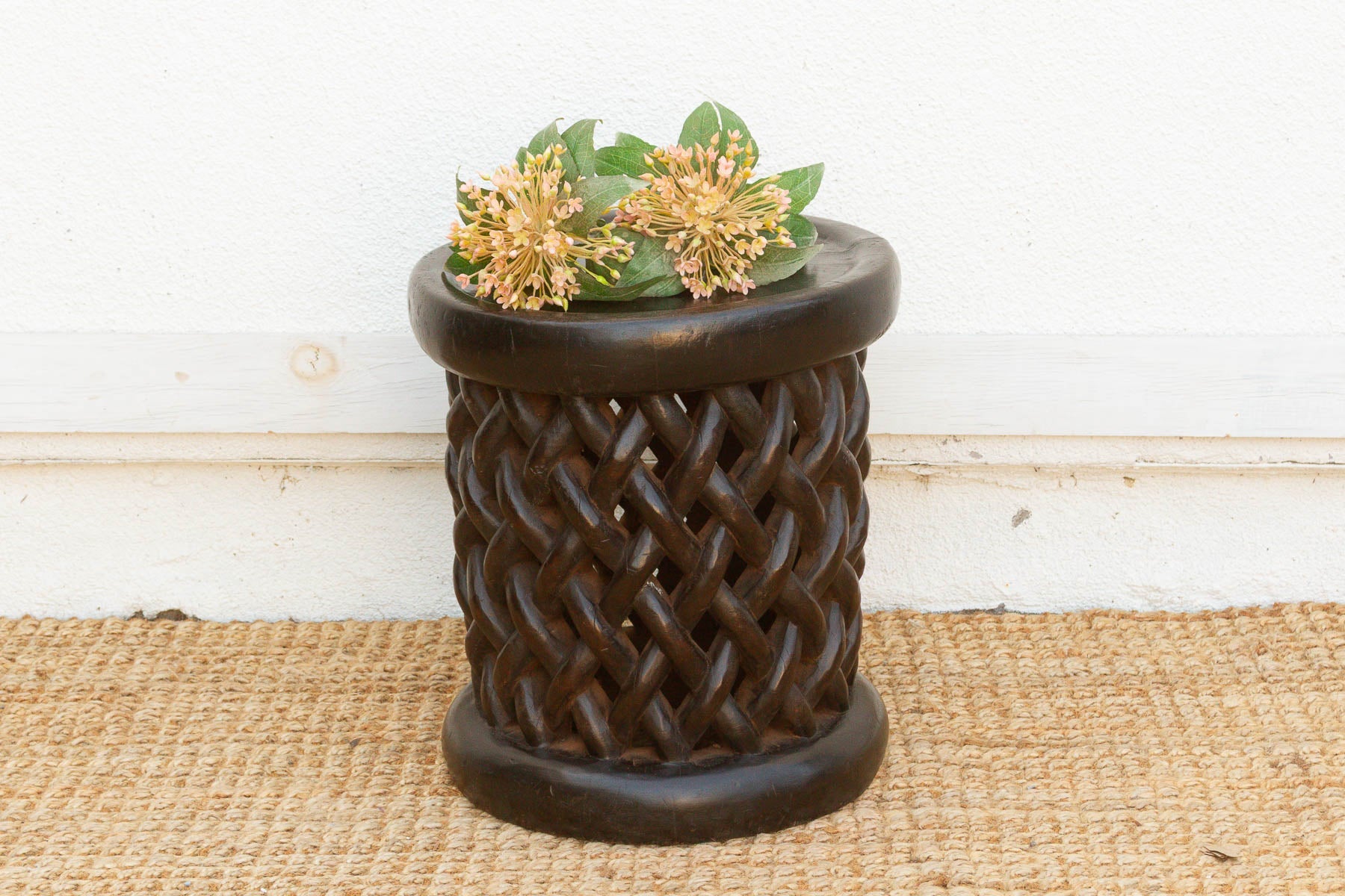 Finely Carved Lattice Bamileke Stool