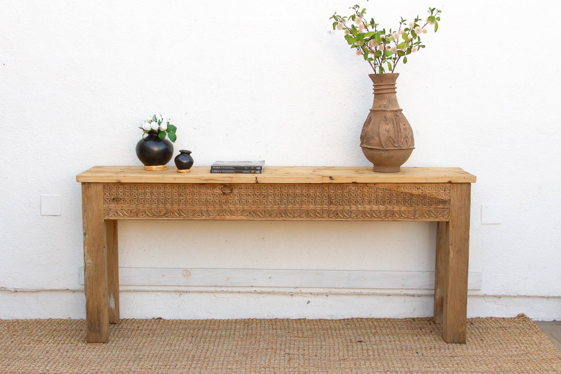 Antique Rajasthani Carved Beam Console Table