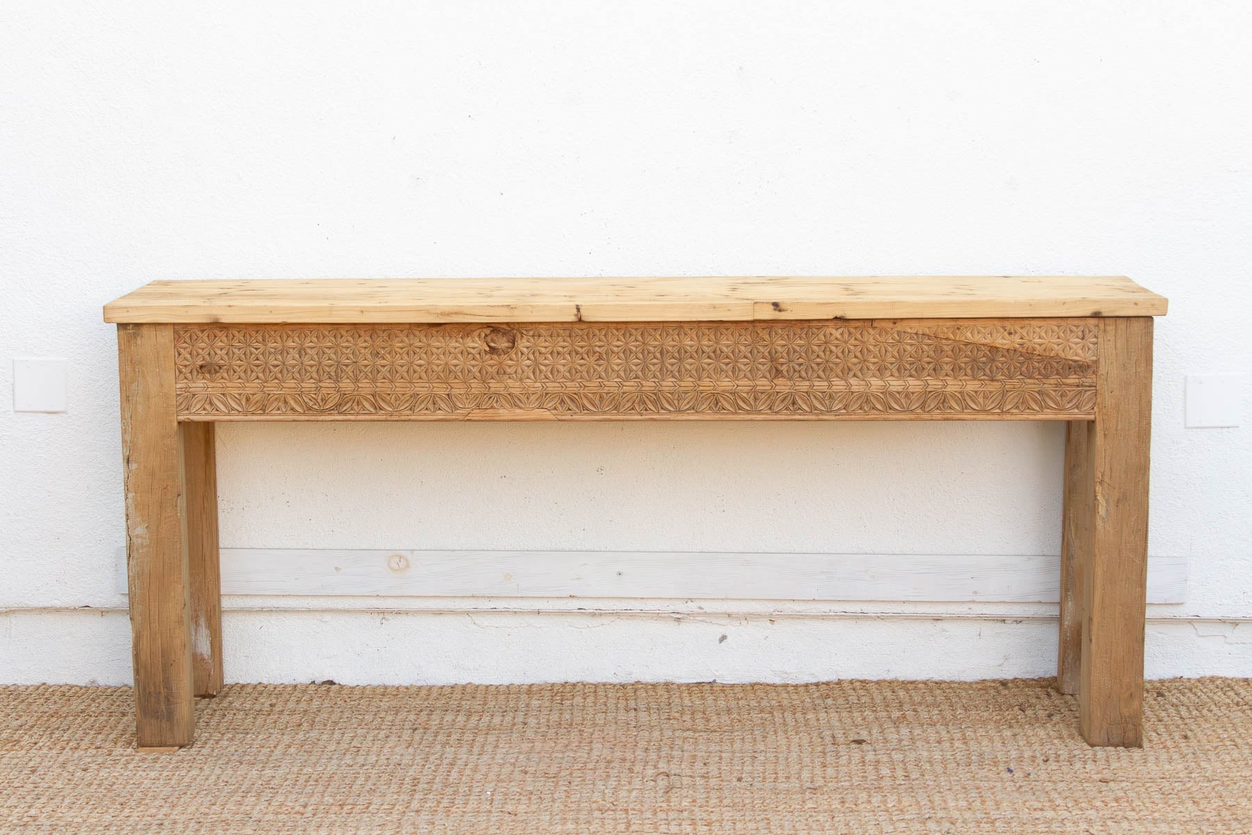 Antique Rajasthani Carved Beam Console Table