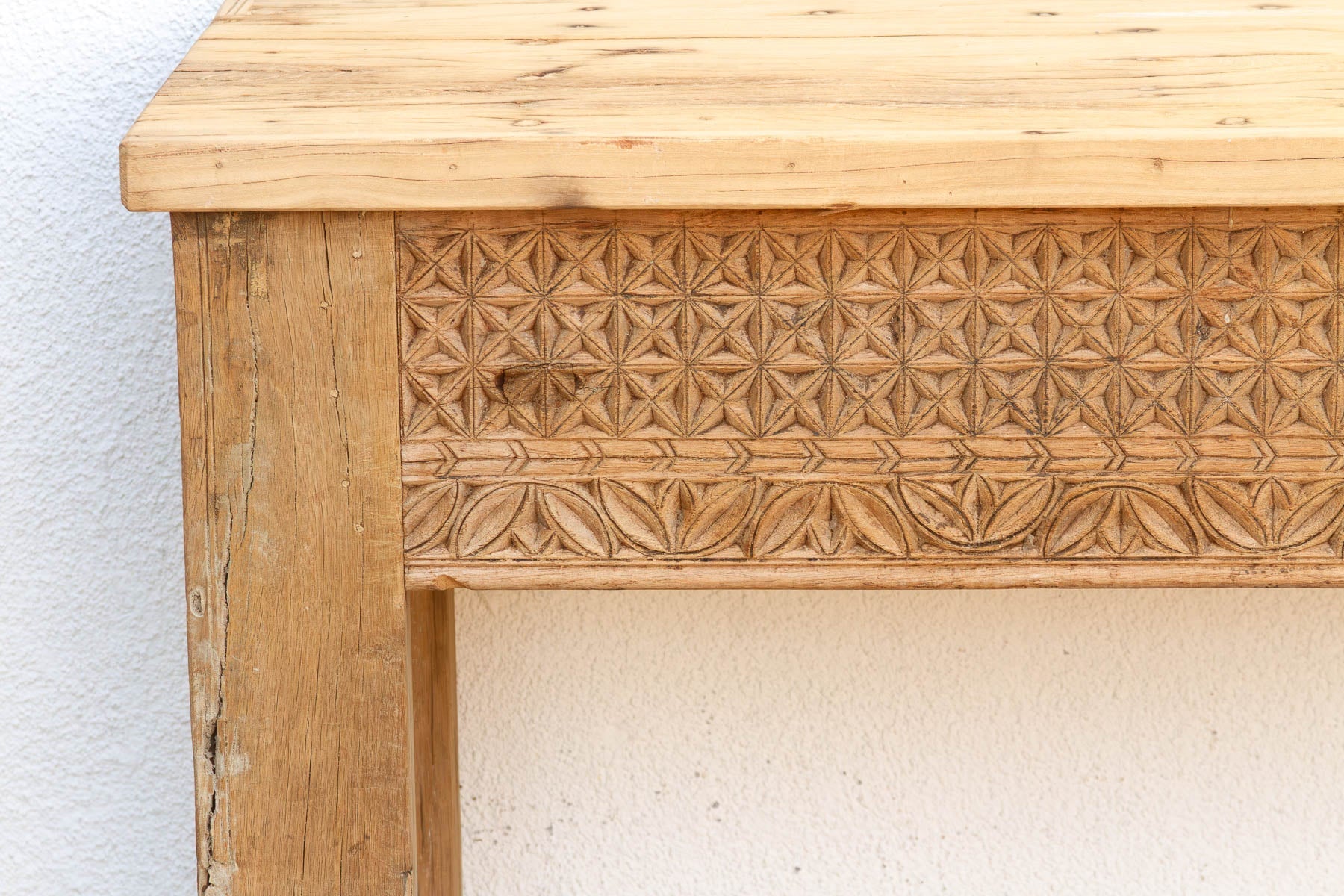 Antique Rajasthani Carved Beam Console Table
