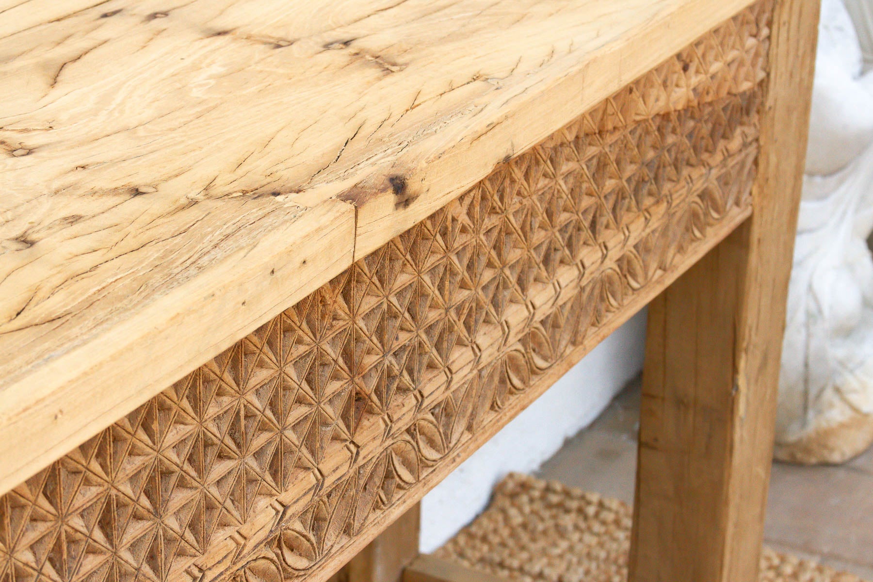 Antique Rajasthani Carved Beam Console Table