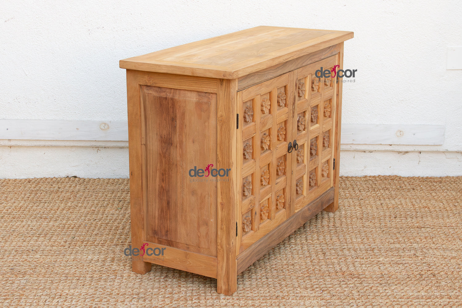 Carved Floral Lotus Buffet Cabinet