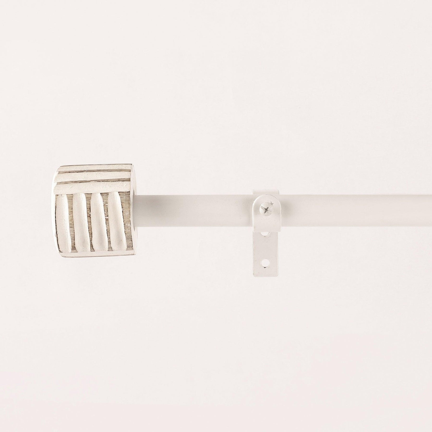 White Extendable Curtain Pole | 19mm | Wooden Finials | 61-366cm-1