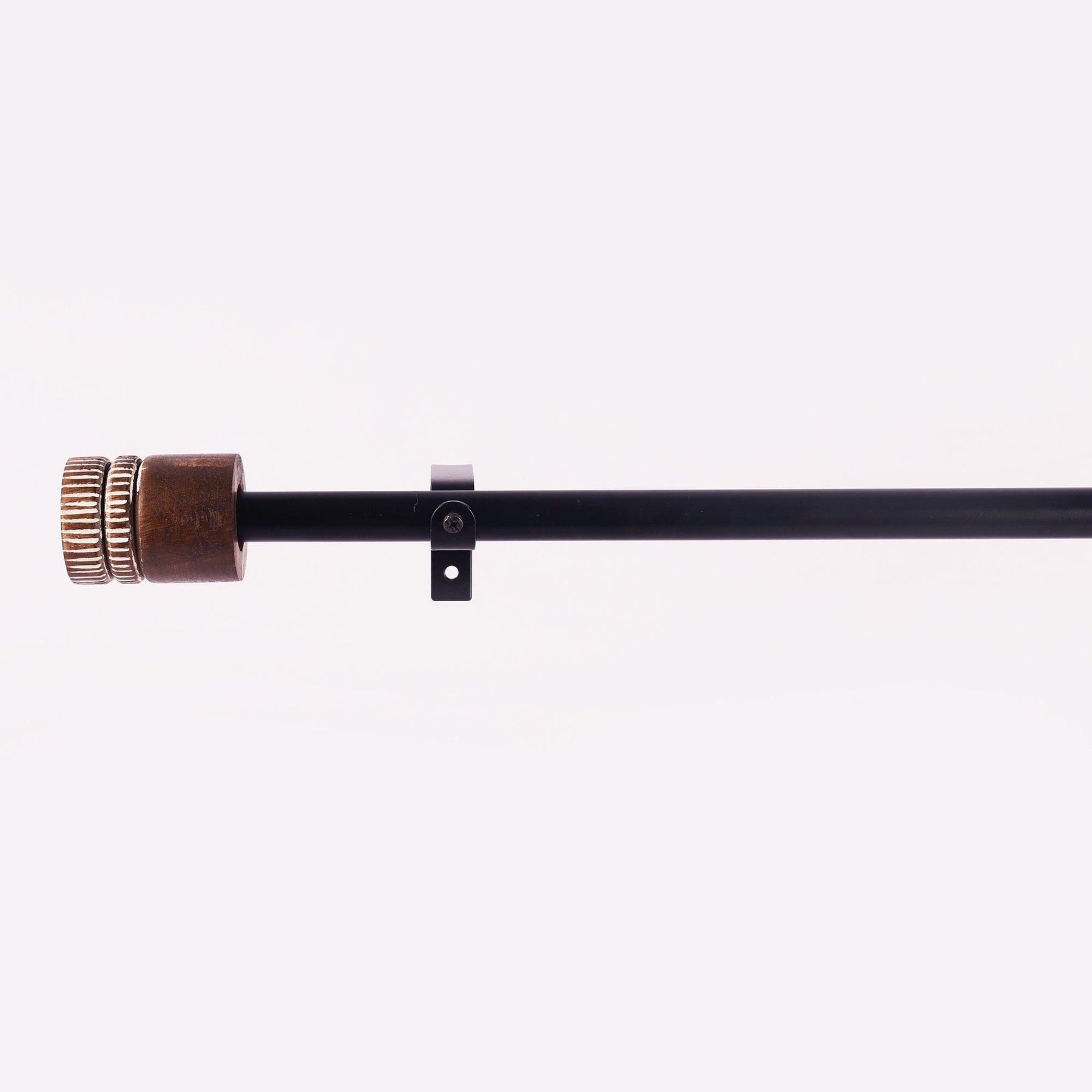 Black Extendable Curtain Pole | 19mm | Wooden & Metal Finials | 61-366cm-1