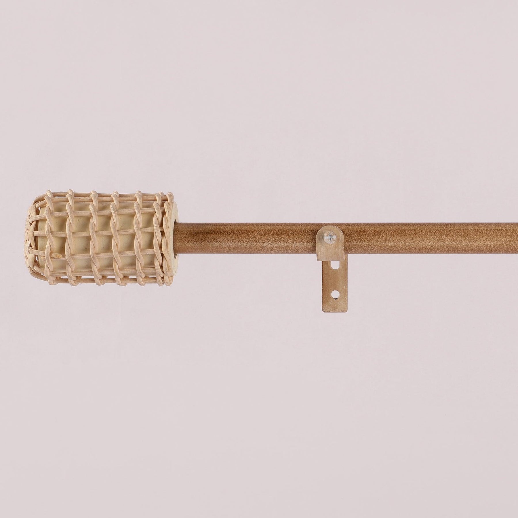 Beige Extendable Curtain Pole | 19mm | Cane Wrap Finials | 61-366cm-1