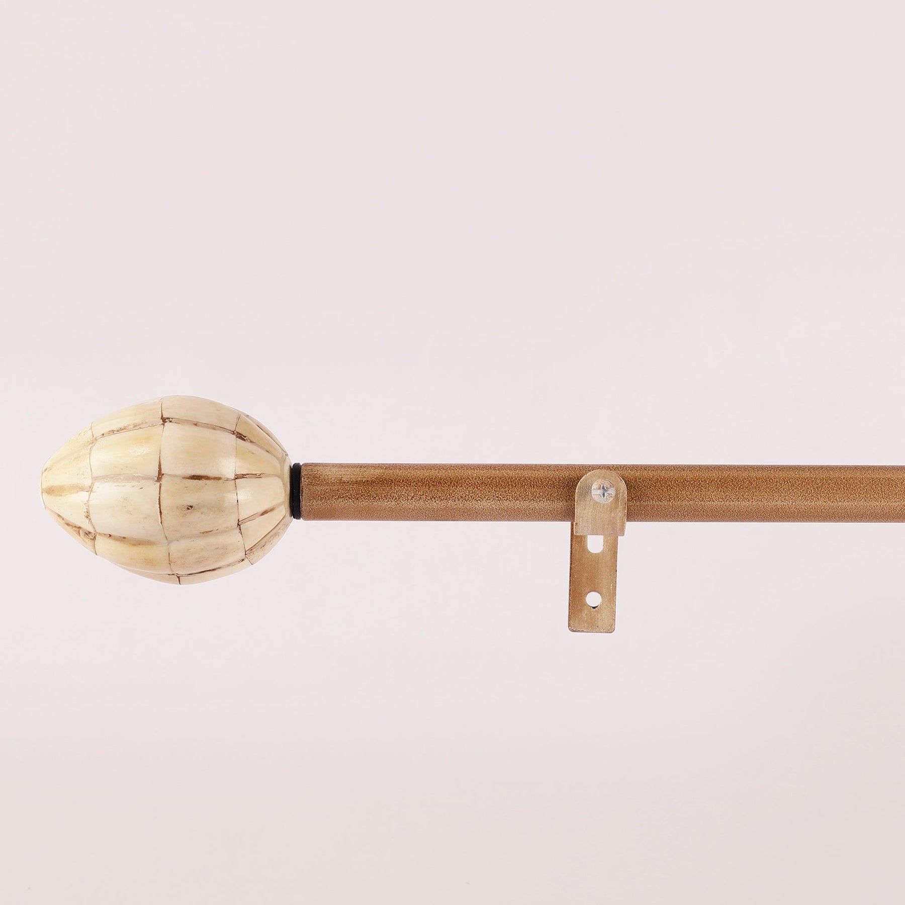 Beige Extendable Curtain Pole | 25mm | Bone-Colored Finials | 61-366cm-1