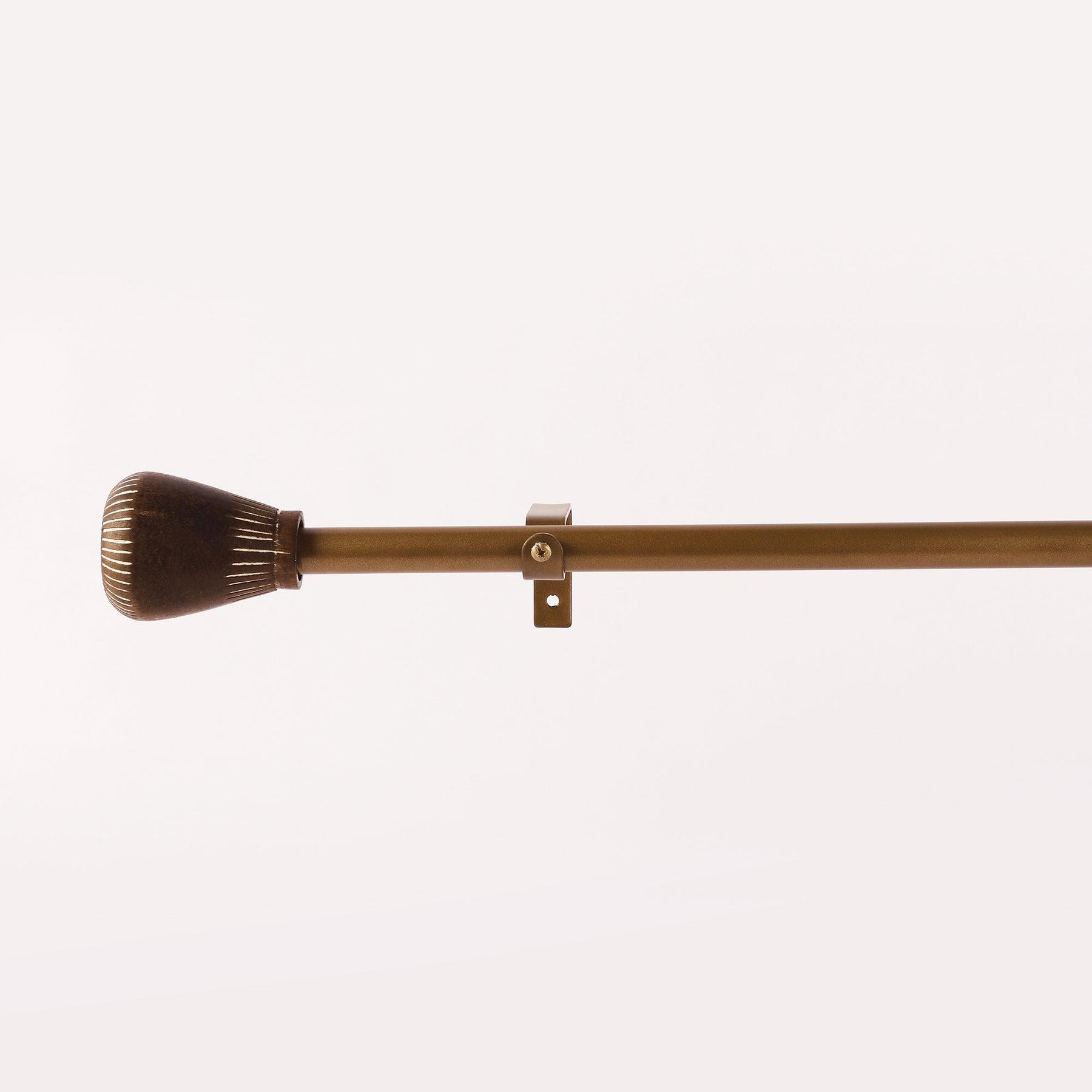 Gold Extendable Curtain Pole | 19mm | Wooden Finials | 61-366cm-1