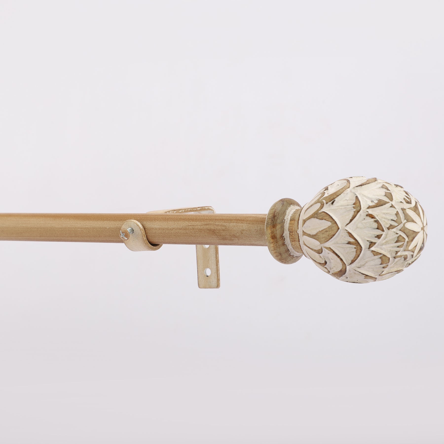 Gold Extendable Curtain Pole | 19mm | Ornate Carved Finials | 61-366cm-1
