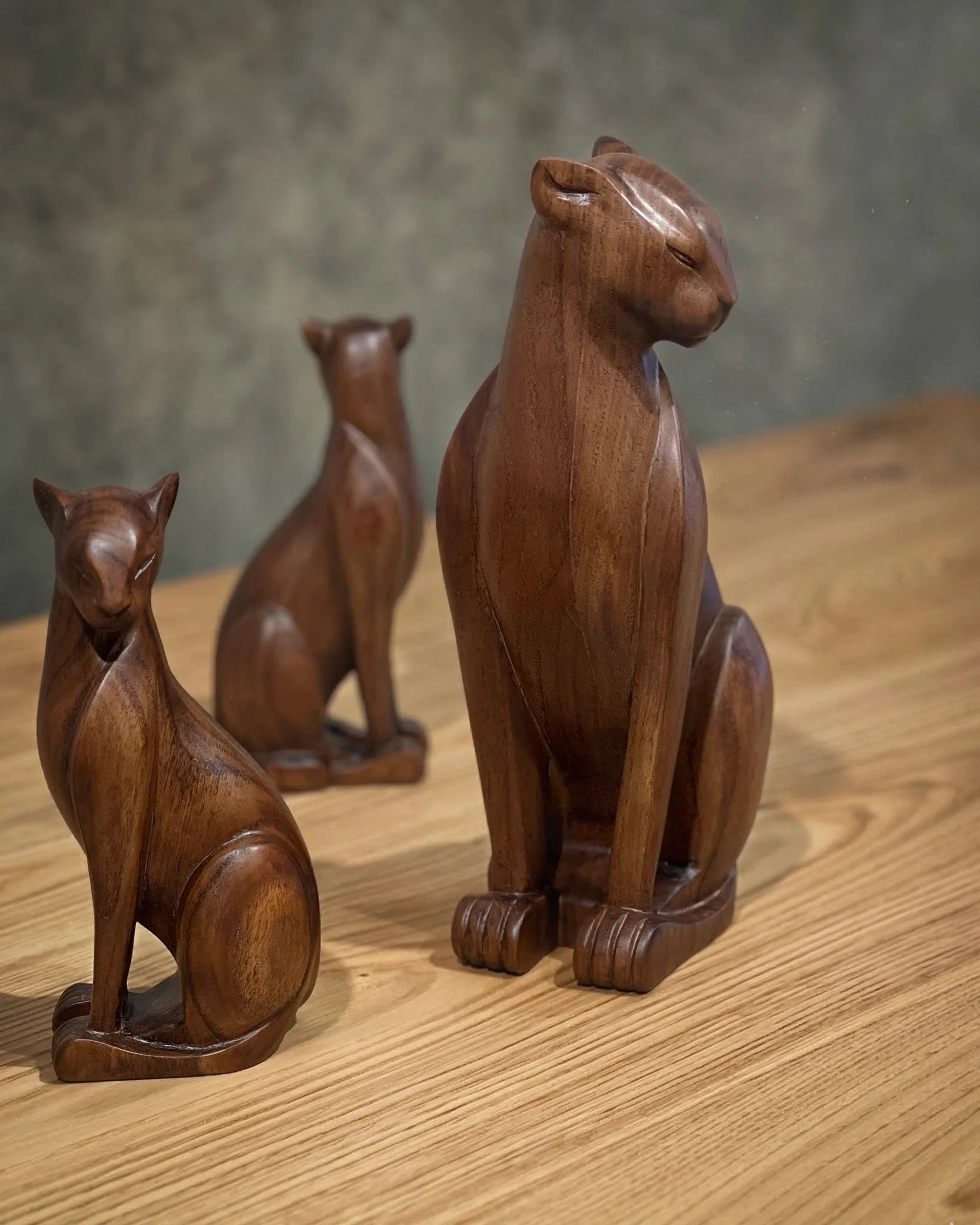 Wooden Wild Cat Figure