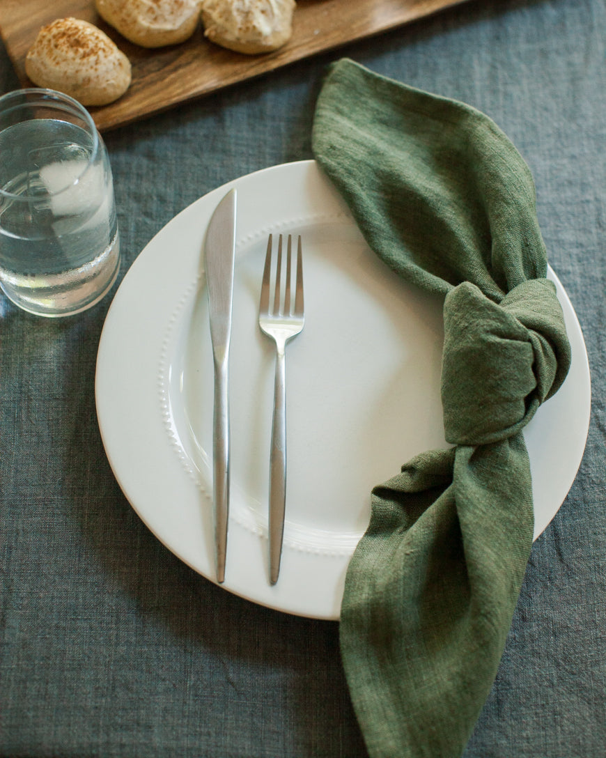 Stone Washed Linen Hemmed Dinner Napkins-4