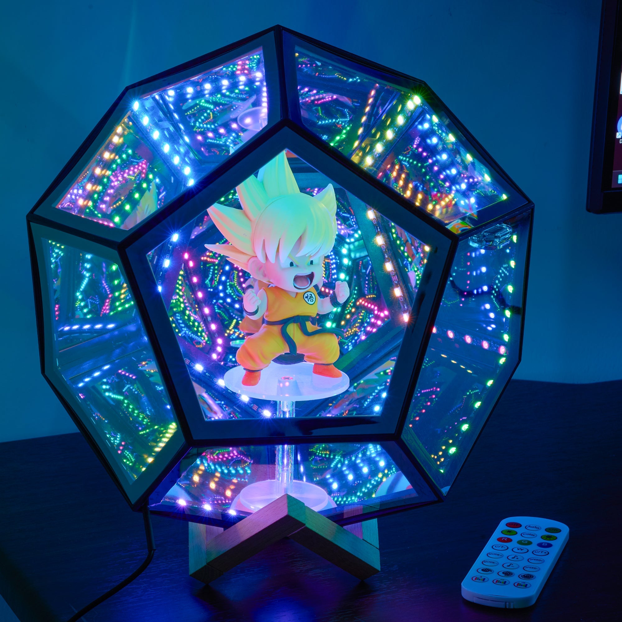 Acrylic Display Case with infinity RGB Light, Dustproof Showcase Storage for Collectibles and Action Figures Mini Toys