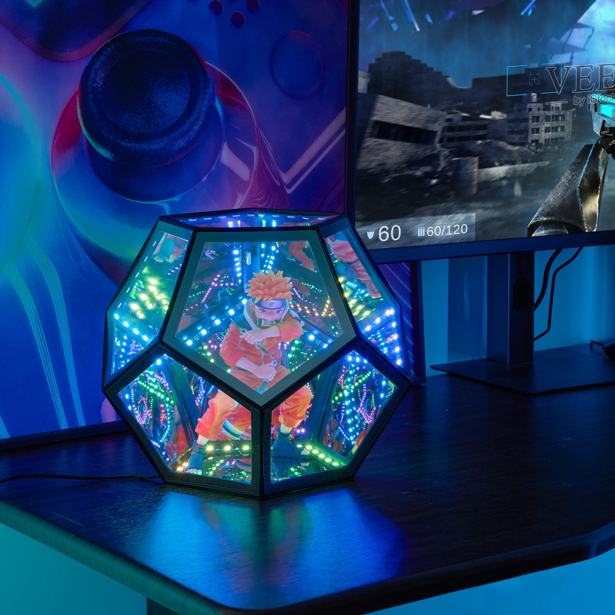 Acrylic Display Case with infinity RGB Light, Dustproof Showcase Storage for Collectibles and Action Figures Mini Toys