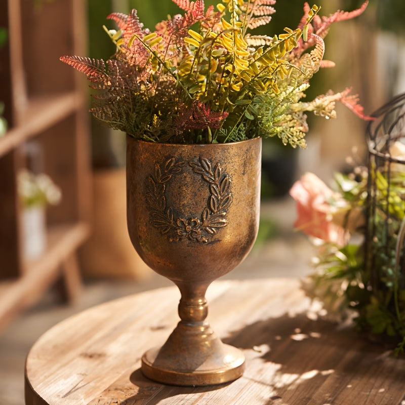 Vintage Style Laurel Gold Urn Planter
