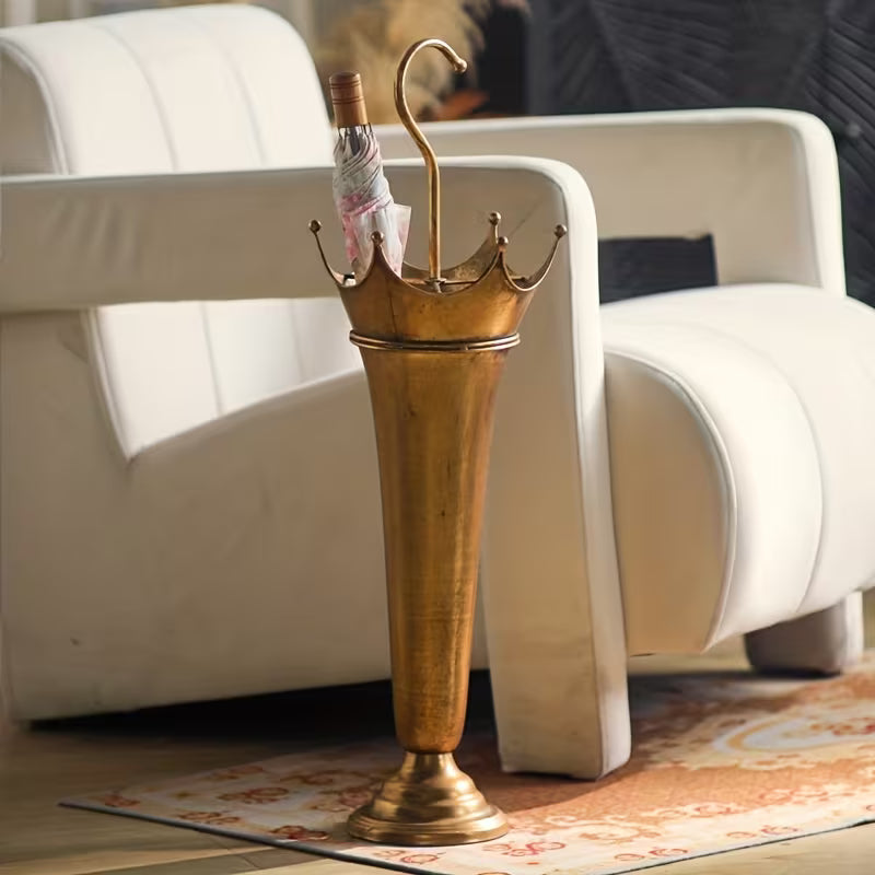 Antique Style Brass Crown Umbrella Stand
