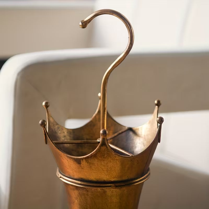 Antique Style Brass Crown Umbrella Stand
