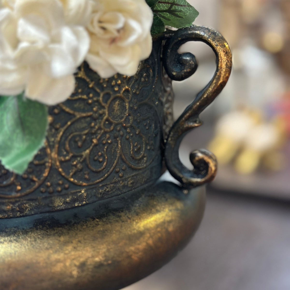 Vintage Ornate Metal Urns