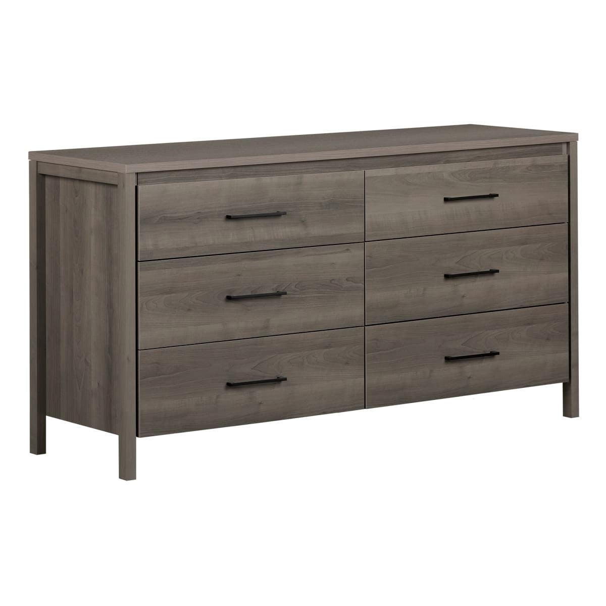 Modern Grey 6 Drawer Double Dresser - PRHOMZ