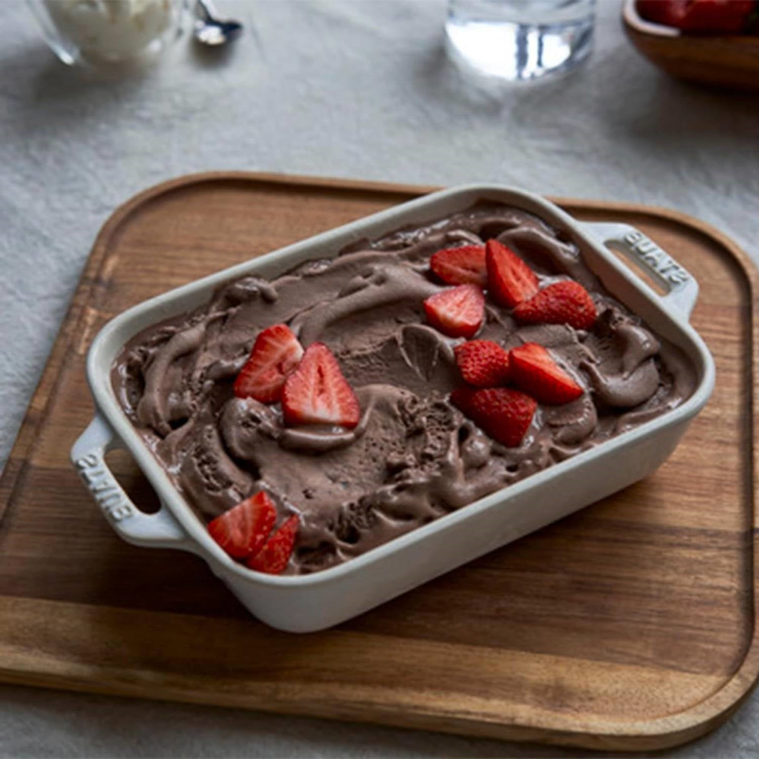 2 Piece Ceramic Stoneware Baking Dish Set in Ivory Cream Beige-3