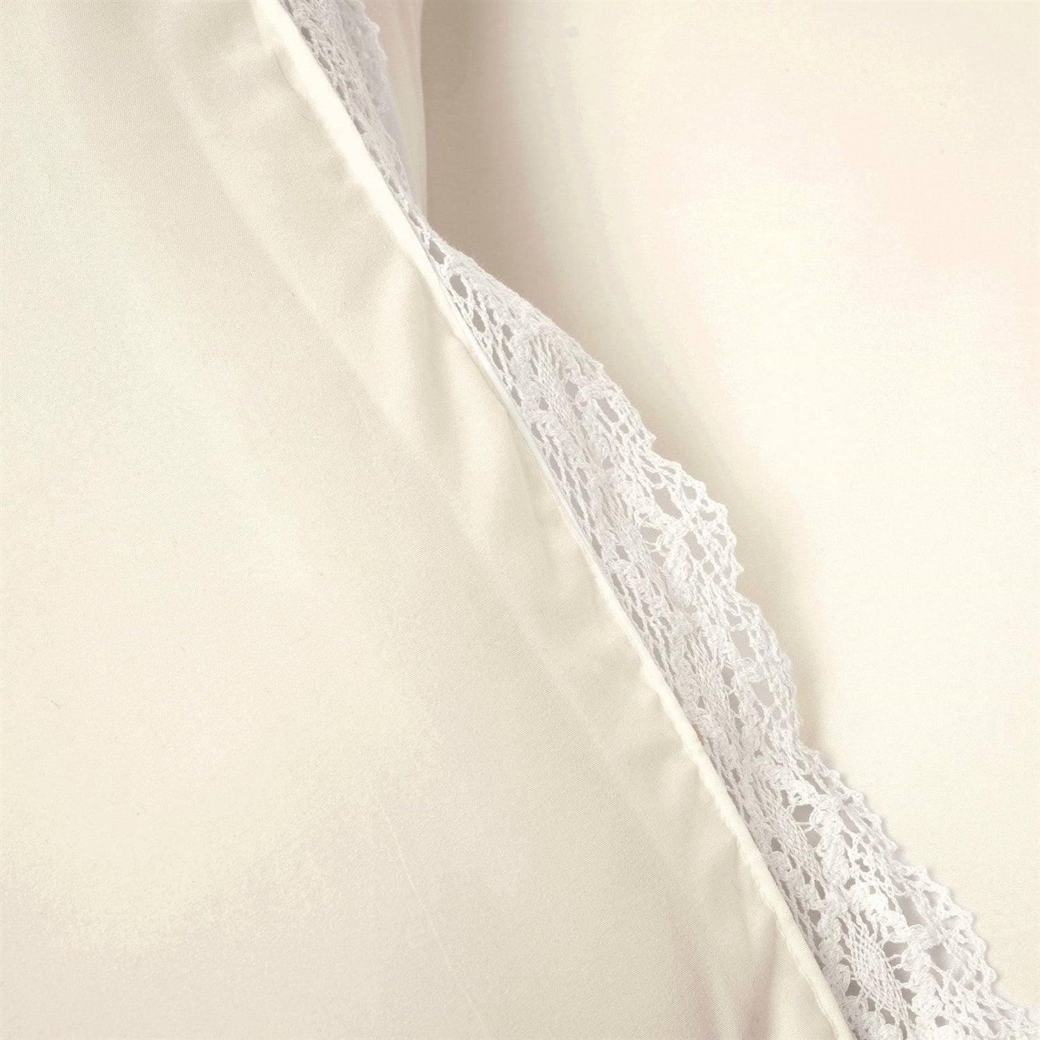 Full/Queen French Country Ivory 5-Piece Lightweight Comforter Set w/ Lace Trim - PRHOMZ