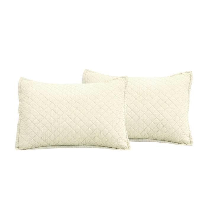 Full/Queen Lightweight Cotton Linen Ivory Textured Reversible 3-Piece Quilt Set - PRHOMZ