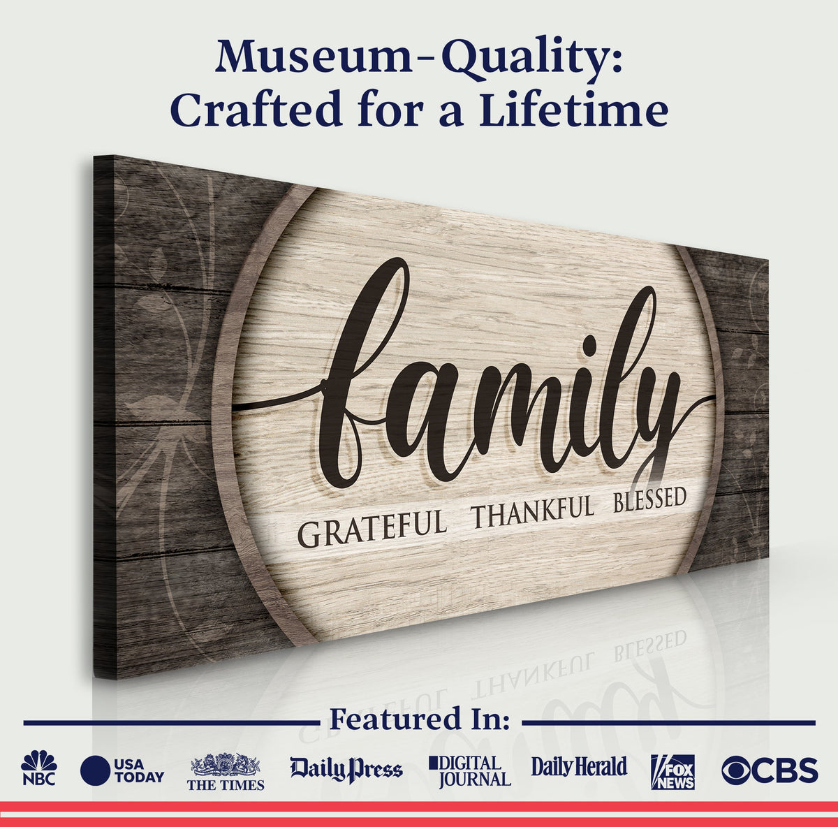 Grateful Thankful Blessed Family Sign