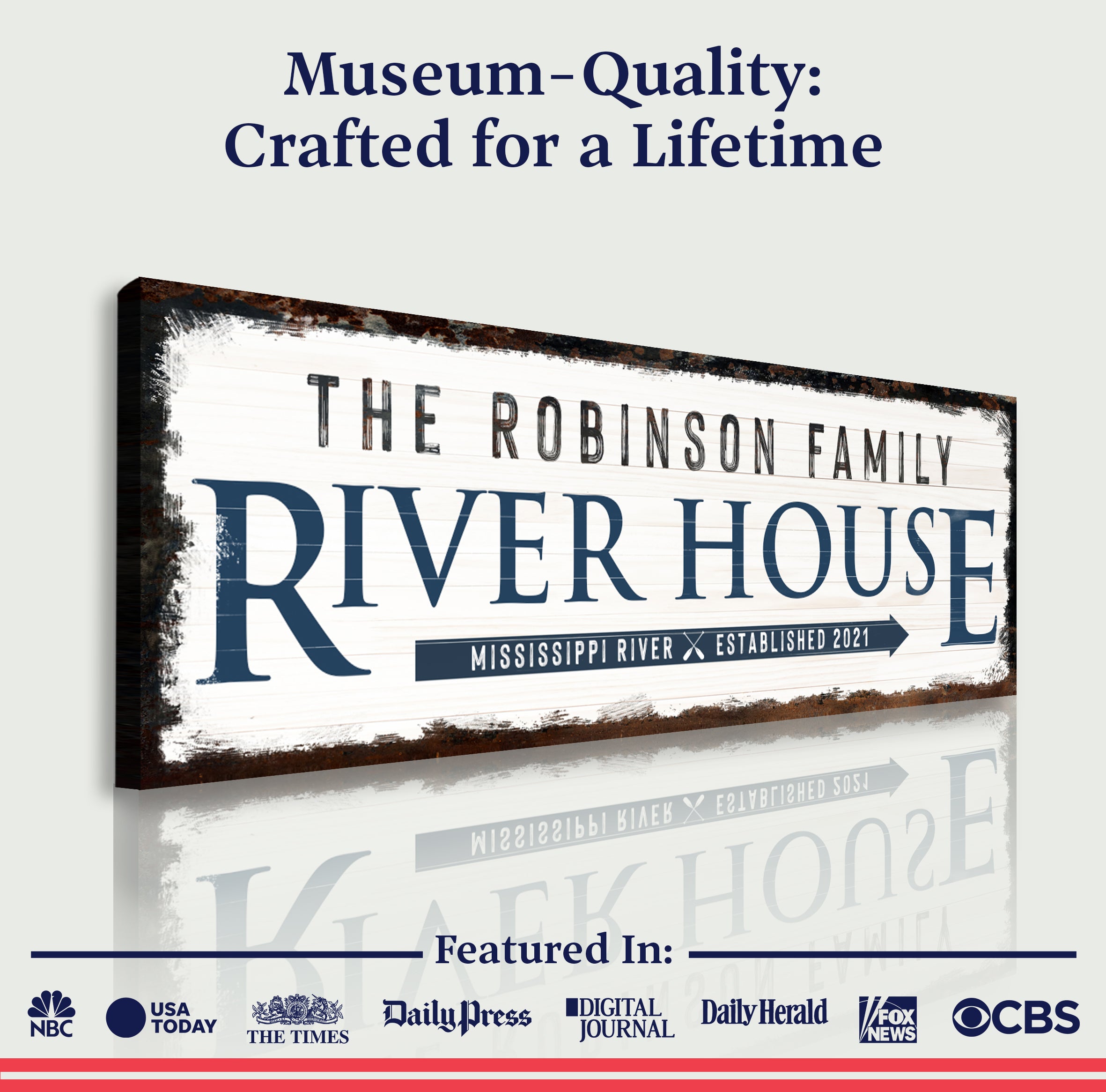 Family River House Arrow Sign