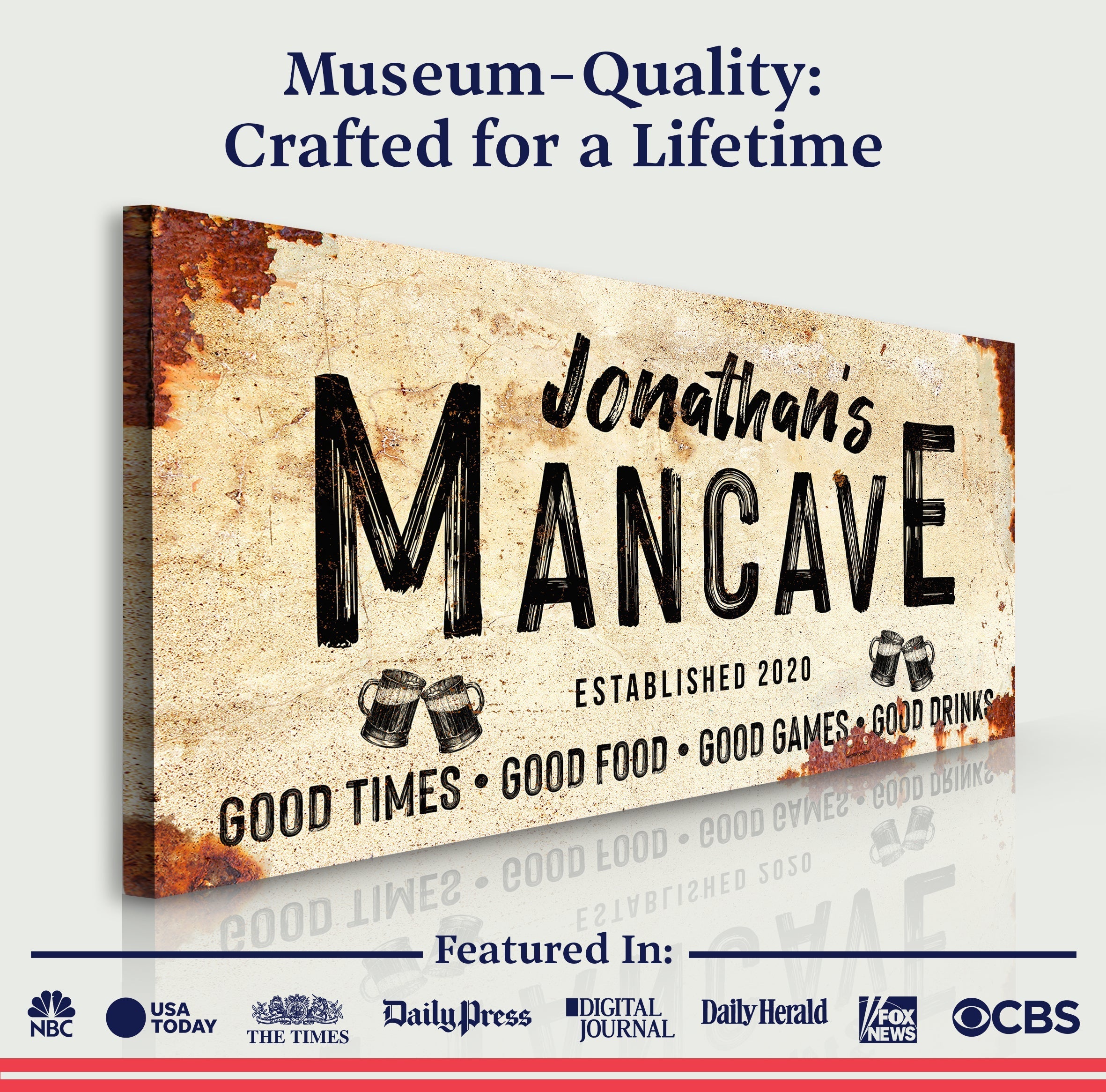 Good Times Personalized Man Cave Sign: Custom Bar Signs for Home Bar β Perfect Man Cave Wall Decor