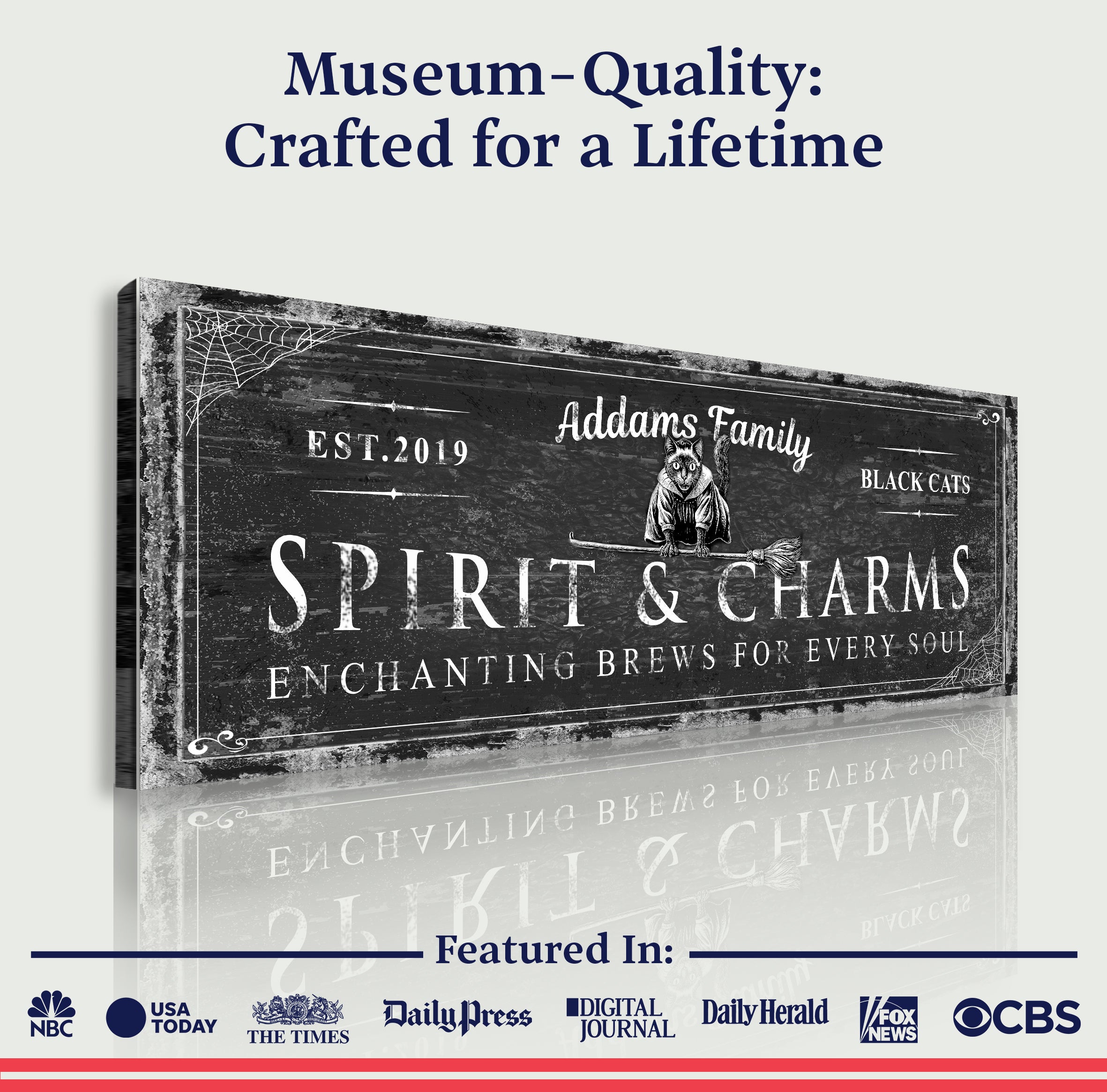 Black Cat’s Spirits & Charms Bar Halloween Sign