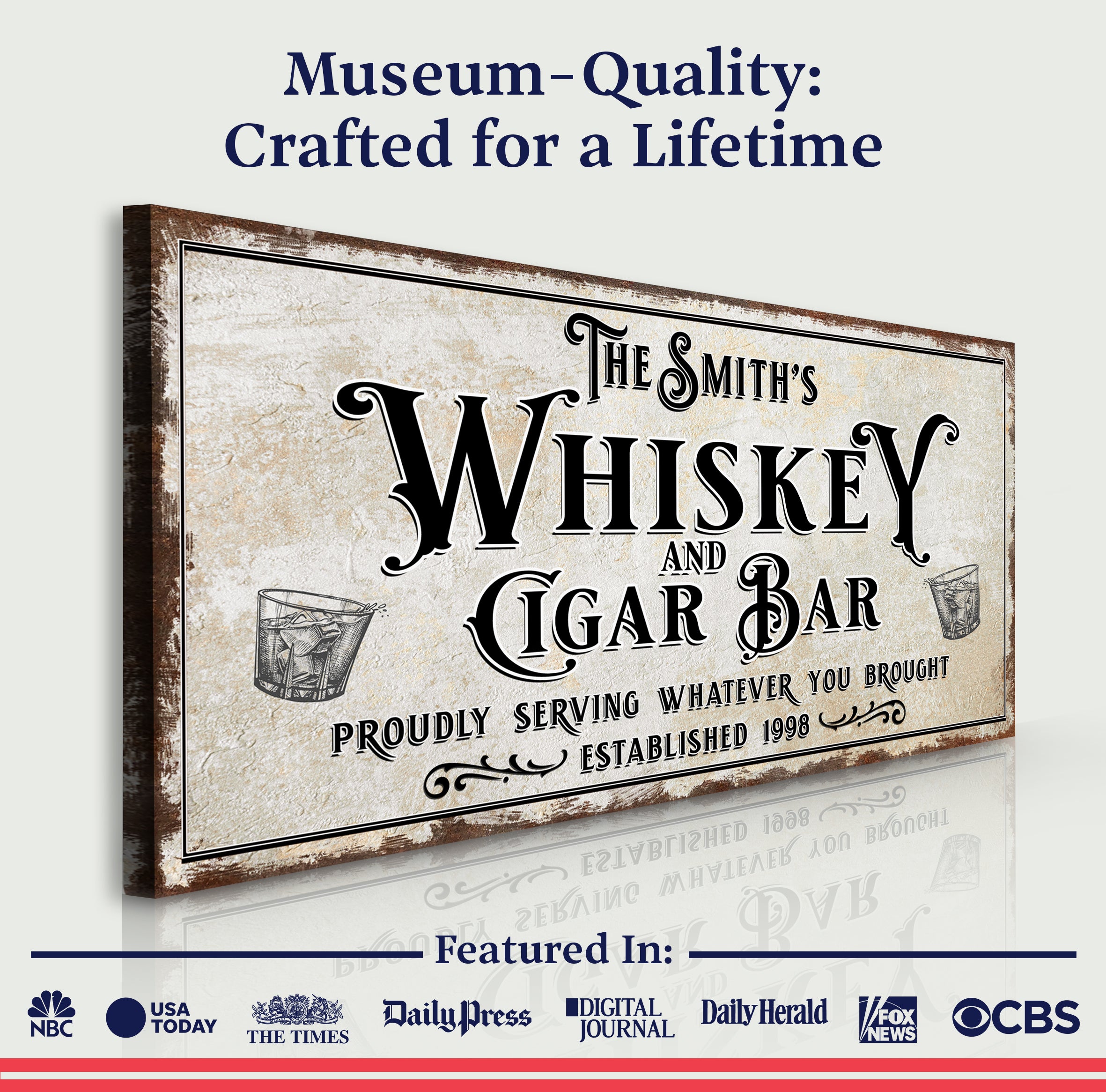 Personalized Whiskey and Cigar Bar Sign