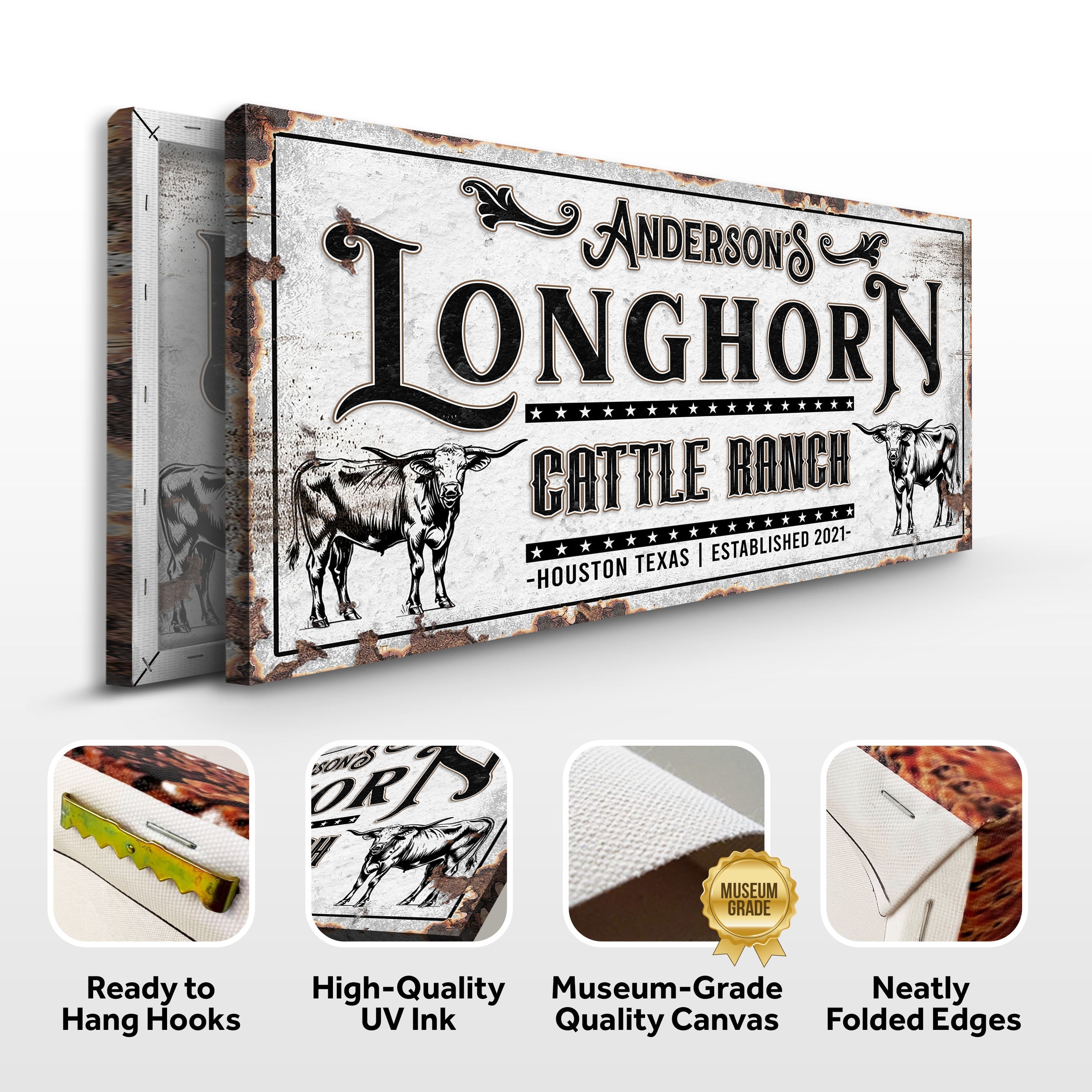 Personalized Long Horn Cattle Sign