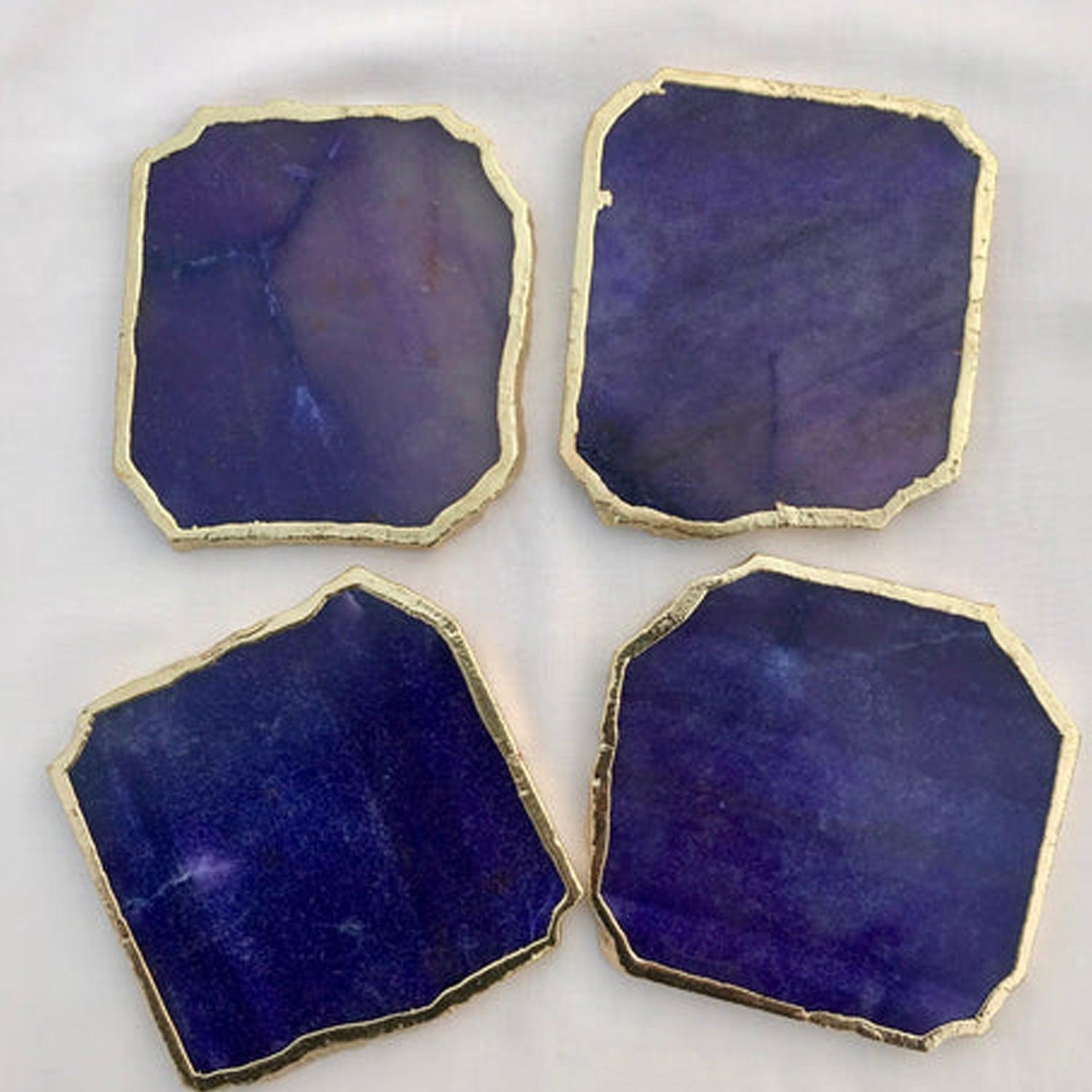 Indigo Agate Aventurine Set of 4 Large Coasters/Personalised Momentos - PRHOMZ