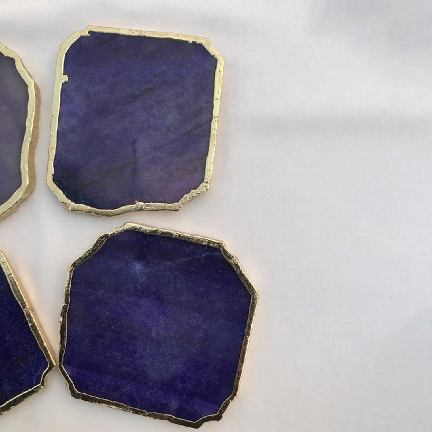 Indigo Agate Aventurine Set of 4 Large Coasters/Personalised Momentos - PRHOMZ