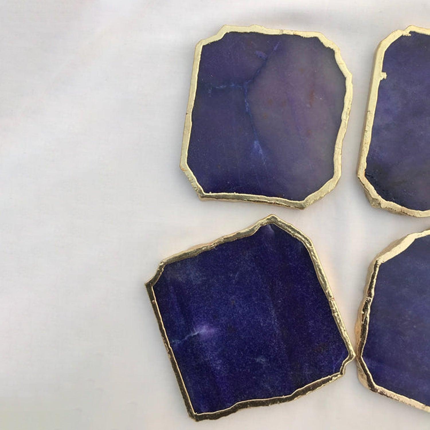 Indigo Agate Aventurine Set of 4 Large Coasters/Personalised Momentos - PRHOMZ