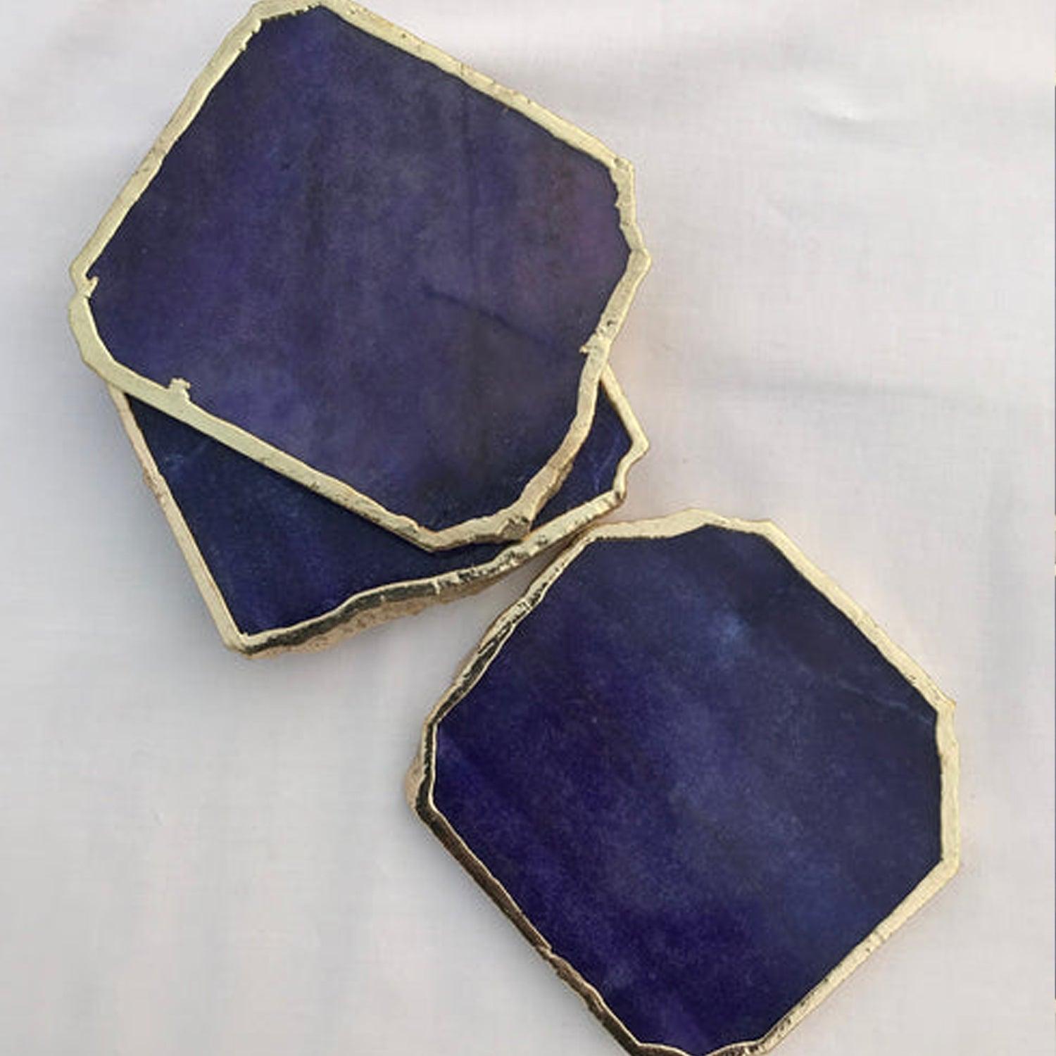 Indigo Agate Aventurine Set of 4 Large Coasters/Personalised Momentos - PRHOMZ