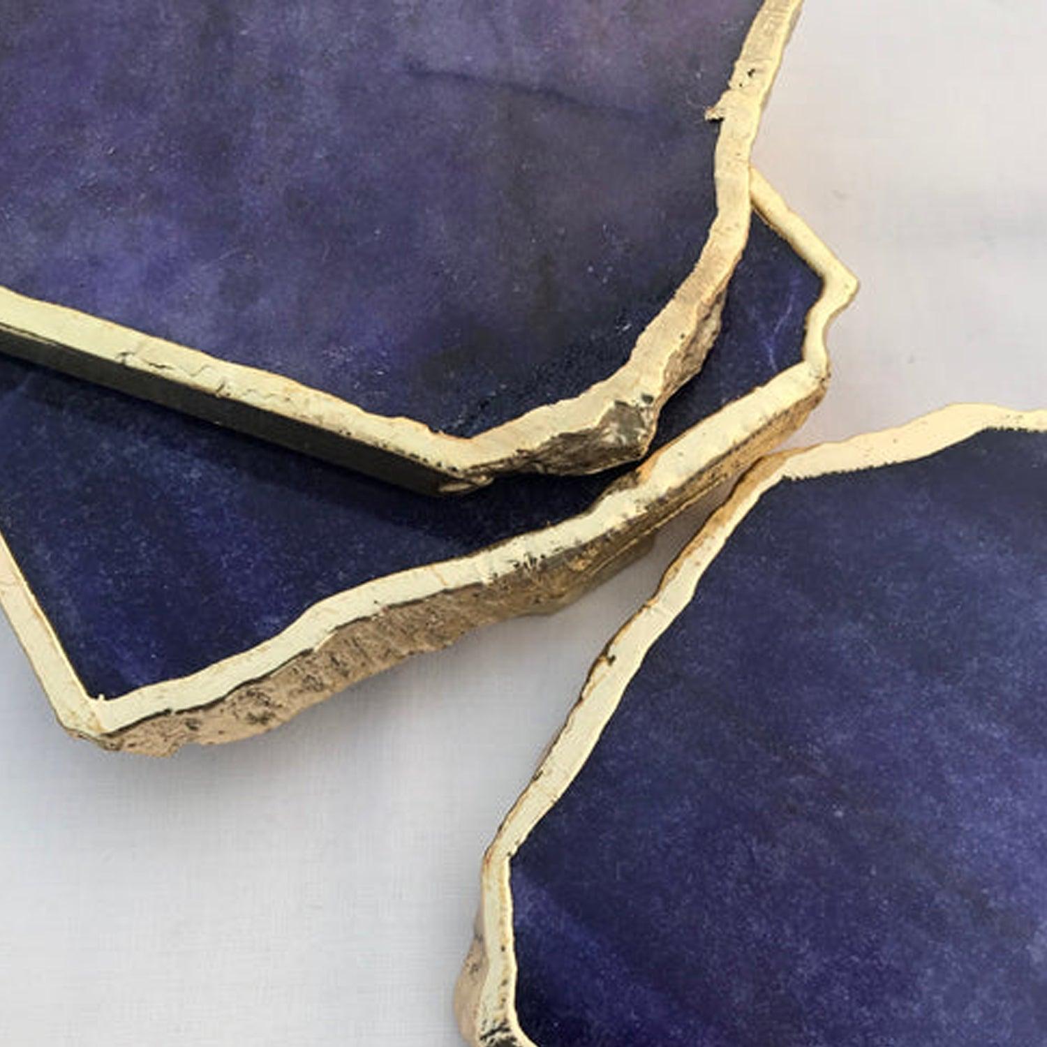 Indigo Agate Aventurine Set of 4 Large Coasters/Personalised Momentos - PRHOMZ