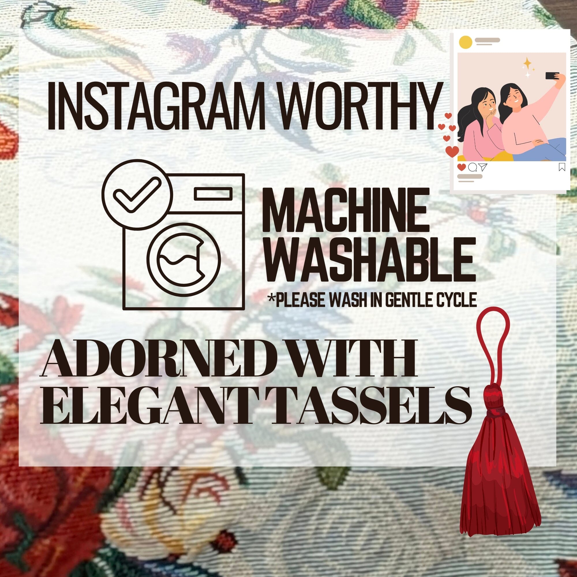 DaDa Bedding Floral Roses Tropical Paradise Birds Woven Tapestry Dining Table Runner (18116)