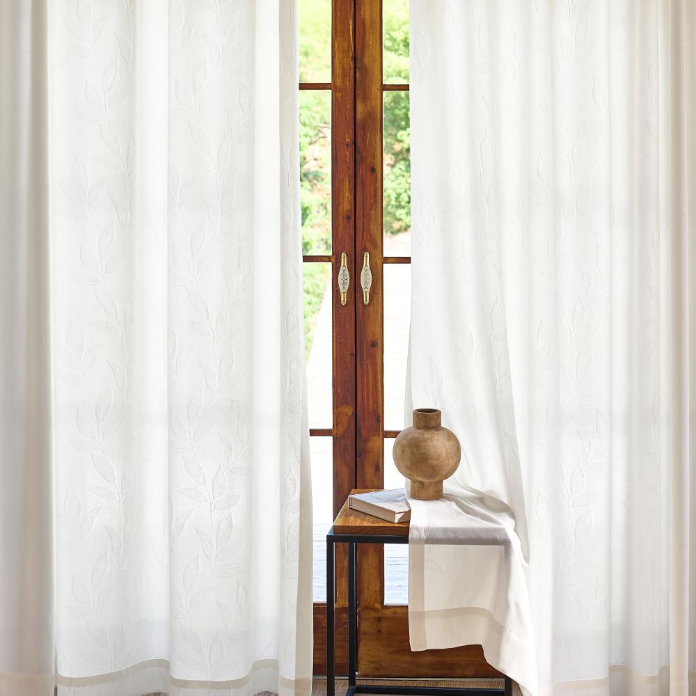 Ivy Vine Leaf Cotton Sheer Curtains