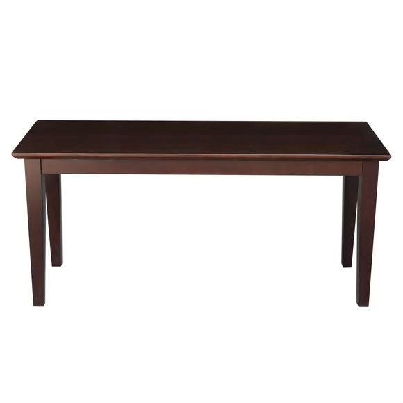 Solid Wood Entryway Accent Bench in Java Brown Finish - PRHOMZ