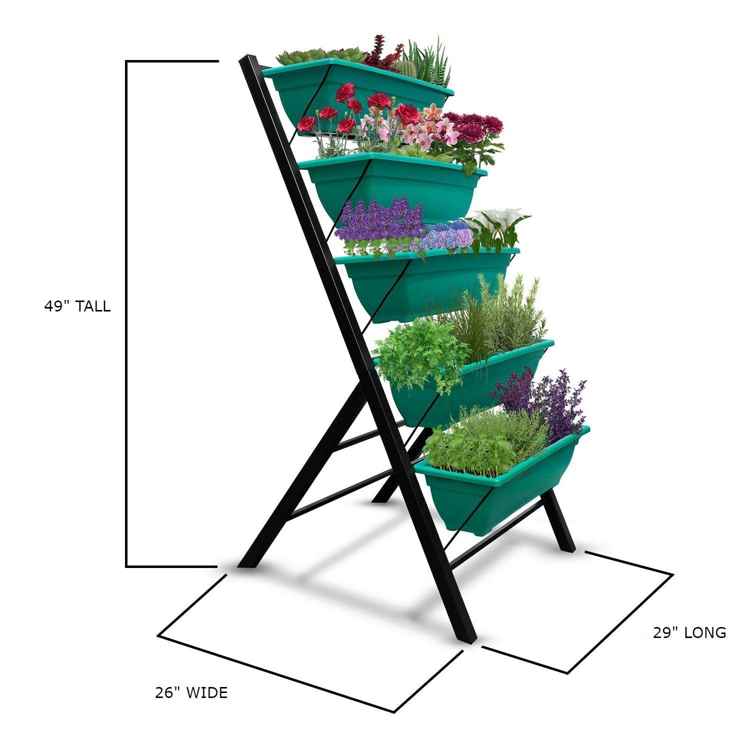 4 FT 5 Tier Green Vertical Garden Indoor/Outdoor Elevated Planter - PRHOMZ