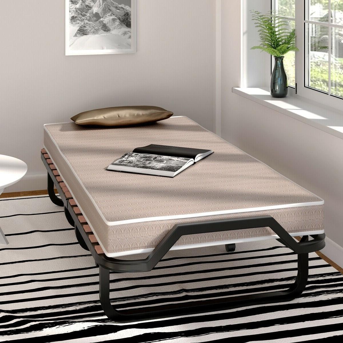 Rollaway Bed with Casters Wheels and Folding Memory Foam Mattress - PRHOMZ