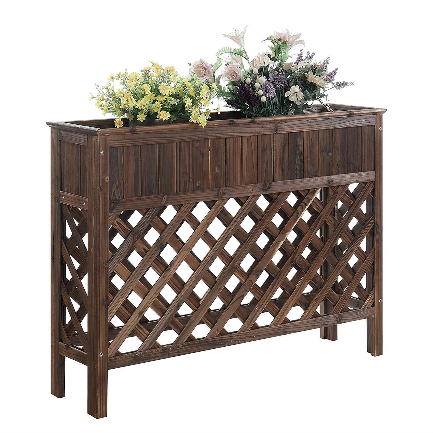 Large Raised Patio Planter – Weathered Cedar, 48"x12.5"x35.5" - PRHOMZ