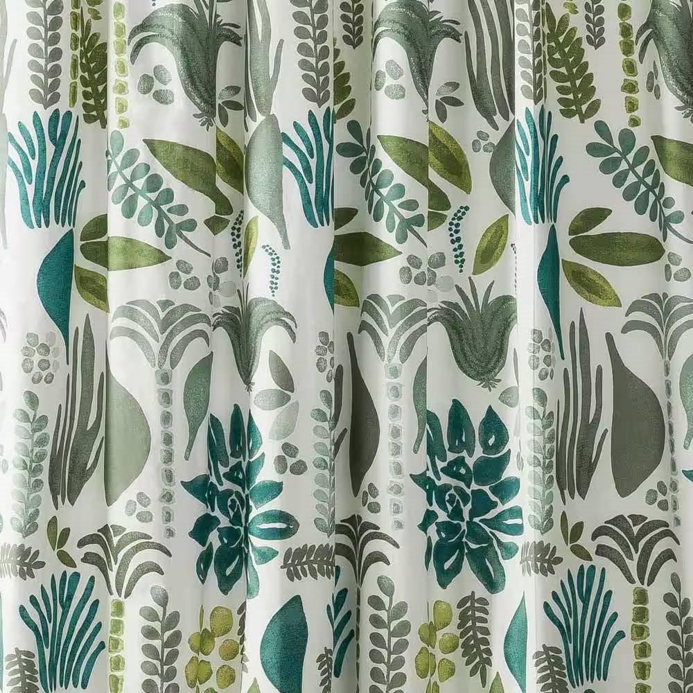72 x 72 inch Cotton Poly Shower Curtain with Garden Leaves Herb Floral Pattern - PRHOMZ